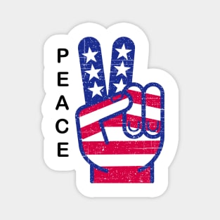 PATRIOTIC PEACE SIGN RED WHITE AND BLUE RETRO (word: PEACE) Magnet