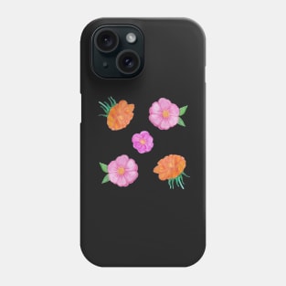 Orange and Pink Hand Painted Watercolour Flowers Pack Phone Case