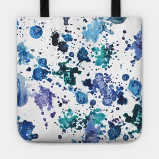 blue purple green splash watercolour Tote