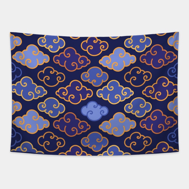 Traditional Oriental Clouds - Chinese and Japanese Clouds Pattern Tapestry by Ayoub14