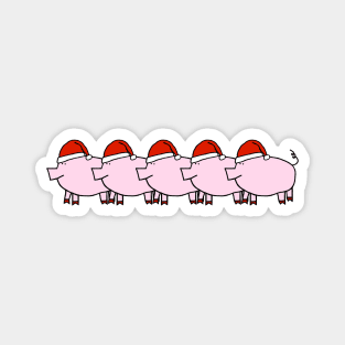 Cute Christmas Pig in Santa Hat Five Magnet