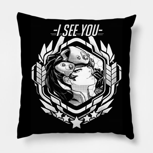 Widowmaker "I See You" Pillow by RobotCatArt