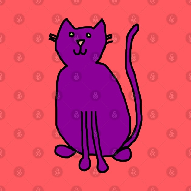 Purple Cat Minimal Line Drawing by ellenhenryart