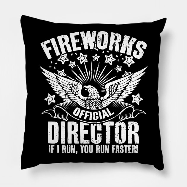 Fireworks Director Run Faster Pillow by RadStar