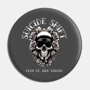 Suicide Shift Skull and Flowers Pin