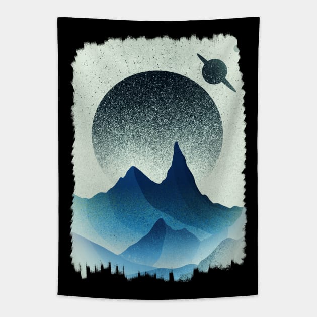 The blue space peak Tapestry by Swadeillustrations