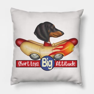 Black Dachshund in Flaming Wiener Car Pillow