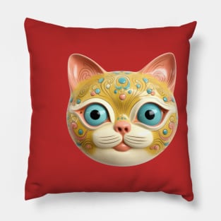 Retro Kitschy Cat Heads Pillow