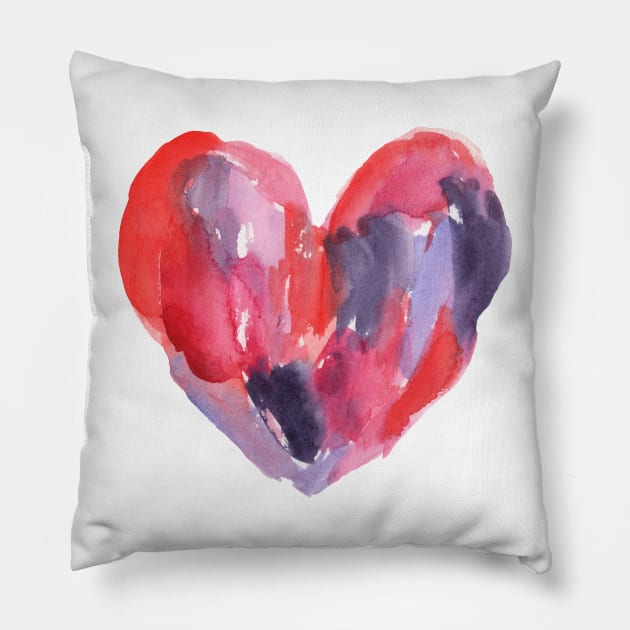 Watercolor Heart in Loose Brushstrokes Pillow by SRSigs