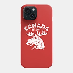 Vintage Canada Flag Moose - Cool Red Maple Leaf Phone Case