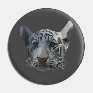 Low Poly White Tiger Cub's Head Pin