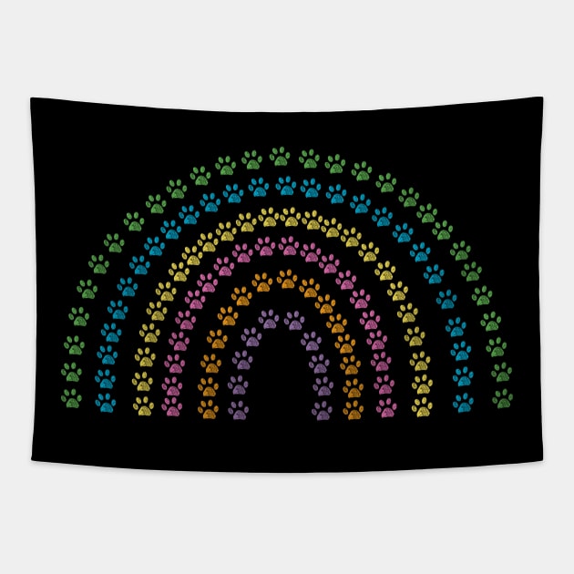 paw prints rainbow Tapestry by GULSENGUNEL