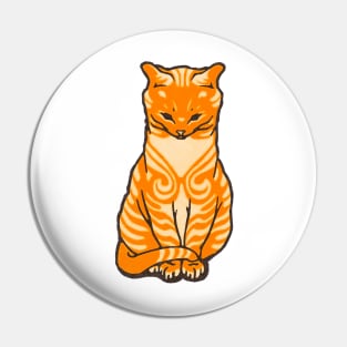 Mustard color kitten sitting art nouveau Pin