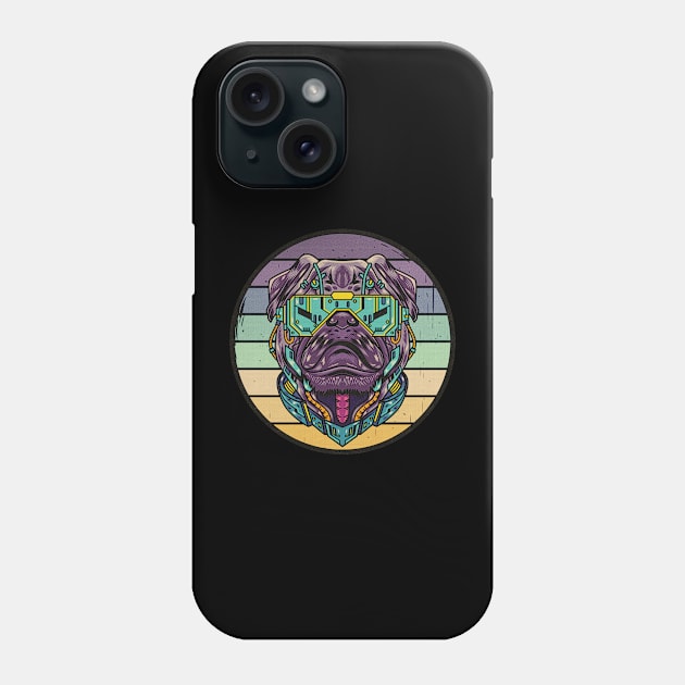 Retro Robot Pug Dog Phone Case by edwardechoblue