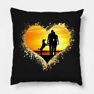 Love Heart Dog Valentine Beach Ocean Pillow