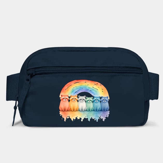 Beautiful Raccoon Rainbow, watercolor design by Luxinda