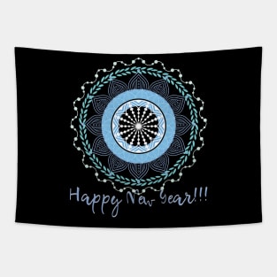 Happy New Year Mandala Tapestry