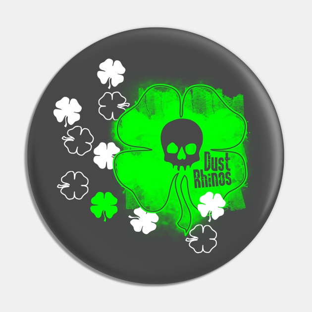 DR Skull and Shamrock Green Pin by Dust Rhinos Swag Store