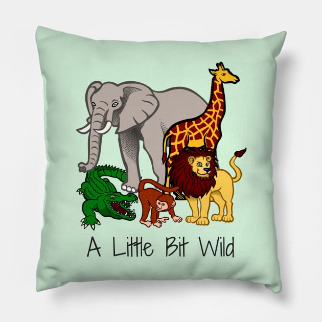 Zoo Safari Wild Animals Party Animal Design Lion Elephant Giraffe Pillow by InnerMagic