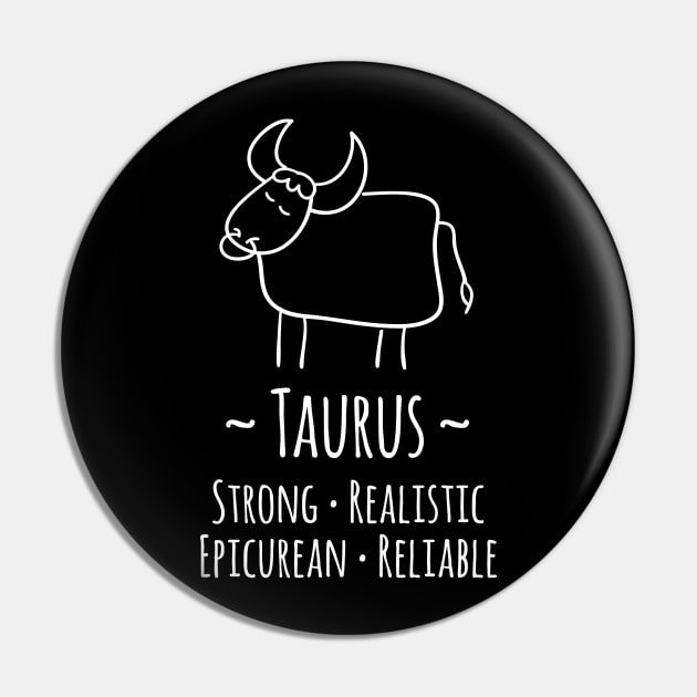 Taurus Zodiac Sign Pin by HappyCatPrints