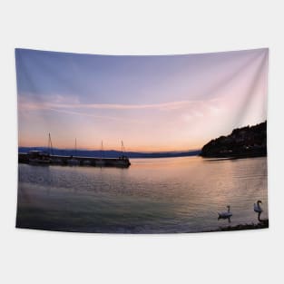 Lake sunset landscape Tapestry