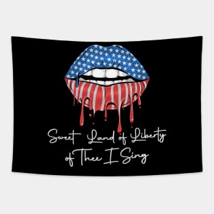 USA Lips Sweet Land Of Liberty Of Thee I Sing 4th of July Tapestry