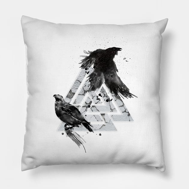 Huginn and Munning Pillow by Loopyful