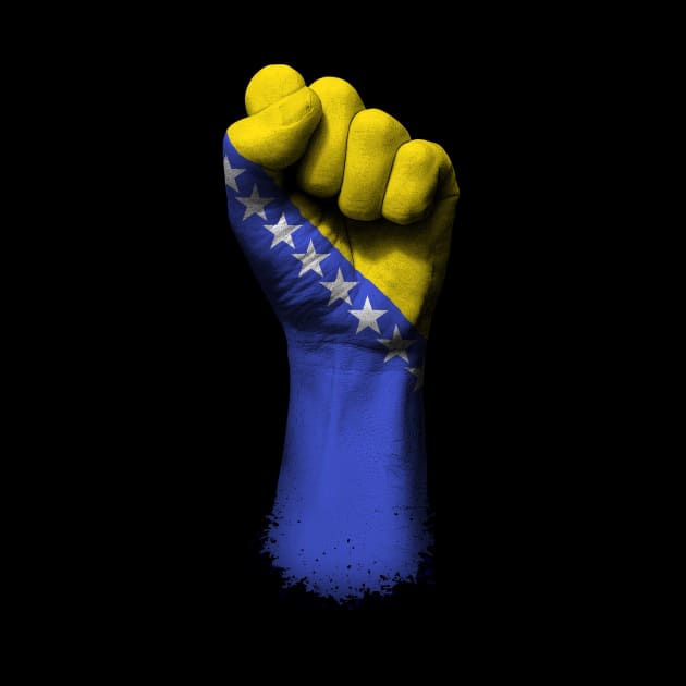 Flag of Bosnia and Herzegovina on a Raised Clenched Fist by jeffbartels