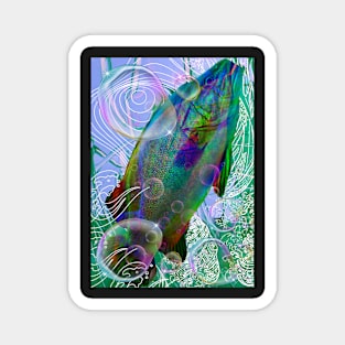 Underwater fish swimming with colorful bubbles. Magnet