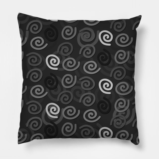 Grey shade spiral pattern design Pillow by Spinkly