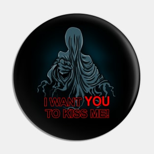 Funny Kiss Me Ghostly Spooky Fantasy I Want You Retro Vintage Meme Pin