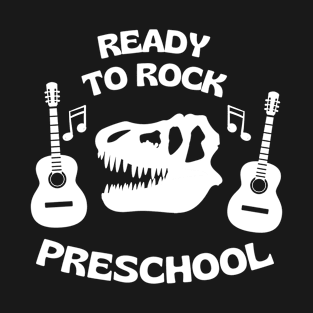 Preschool Music Shirt With A Dinosaur Skull And Guitars T-Shirt