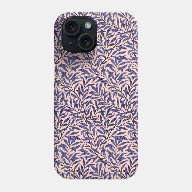 William Morris Willow Boughs Recolored Blue on Peach Phone Case by tiokvadrat