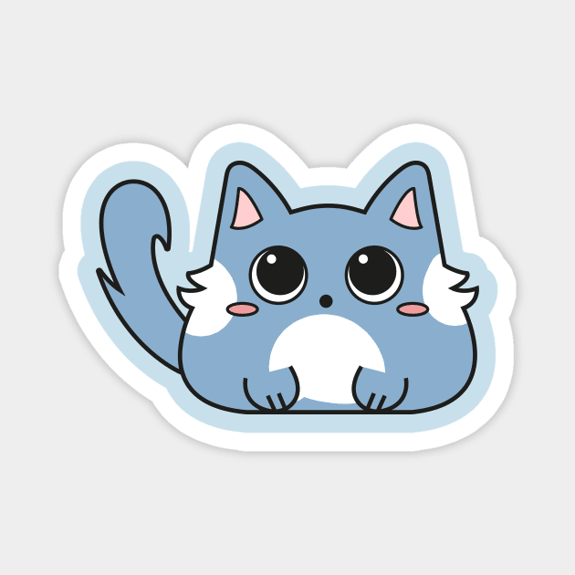 Cute blue kitten with white spots Magnet by LunMoony