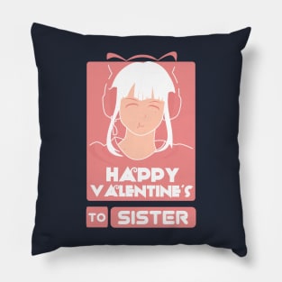 Girls in Happy Valentines Day to Sister Pillow