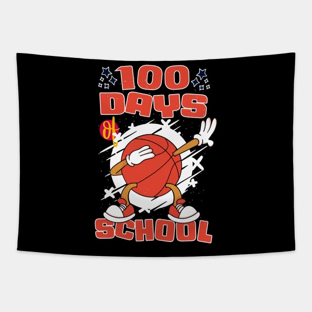 100 days of school featuring a dabbing basketball #2 Tapestry by XYDstore