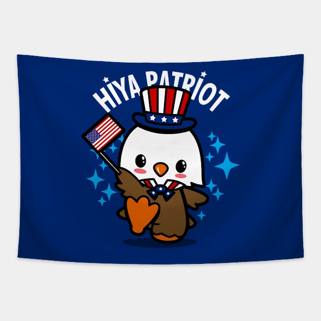 Proud American Independence Day Cute Kawaii Patriotic American Eagle Cartoon Tapestry by BoggsNicolas