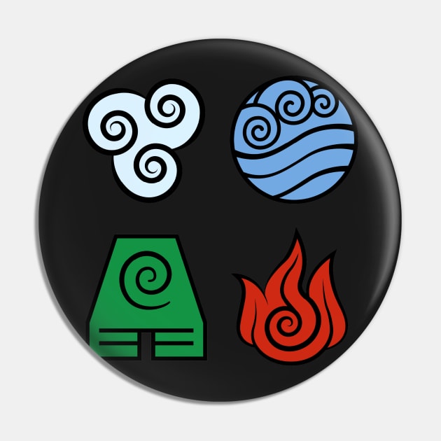 Avatar: The Last Airbender, Four Elements - Color Pin by troylwilkinson