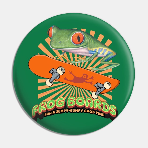 Funny Cute Red Eyed Tree Frog Skateboard Pin by Danny Gordon Art