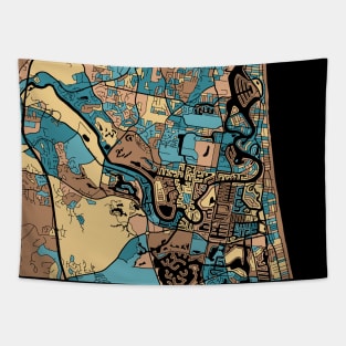 Gold Coast Map Pattern in Mid Century Pastel Tapestry