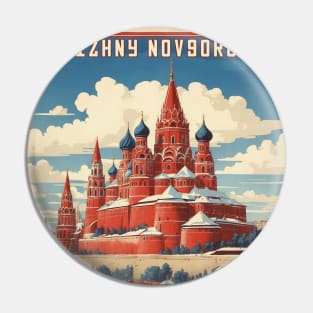 Nizhny Novgorod Russia Vintage Tourism Poster Pin