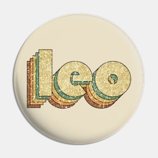 Leo // Vintage Rainbow Typography Style // 70s Pin