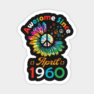 Funny Birthday Quote, Awesome Since April 1960, Retro Birthday Magnet