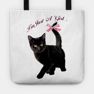 Cat with bow, coquette clothing, 90s Style T-Shirt, Pinterest Aesthetic Clothing, Cat lover Tote