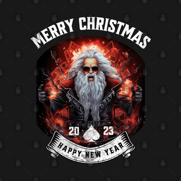 Heavy metal santa, ugly christmas sweater, cool santa, rock santa by OurCCDesign