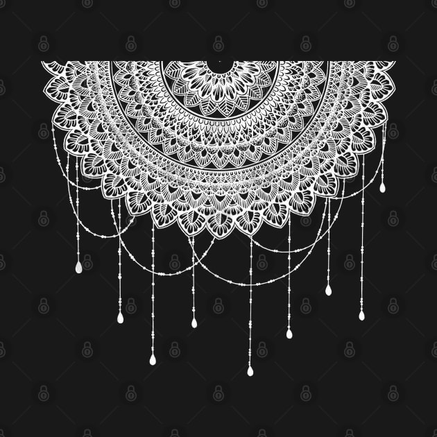 White chandelier mandala on bluish gray by SamridhiVerma18