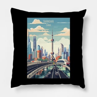 Shanghai China Travel Print Wall Art, Home Décor, Gift Art Pillow