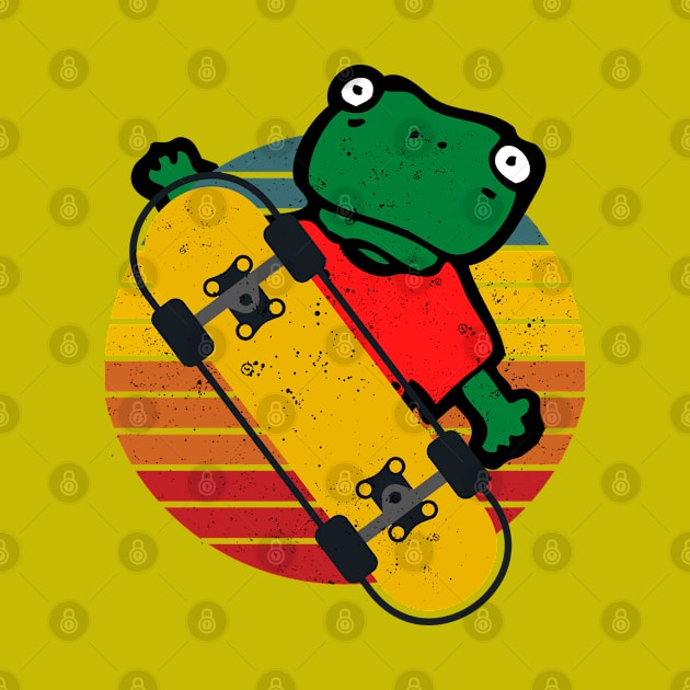 Retro frog on skateboard.Skateboarding gift by FullOnNostalgia