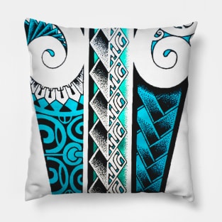 Polynesian tattoo art pixels Pillow