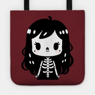 Kawaii Chibi Girl in a Skeleton Costume | Cute Halloween Costume Design Tote